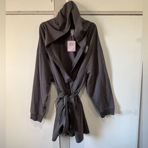 Savage X Fenty Forever Savage Showgirl Short Robe Gray Hooded Women’s M/L